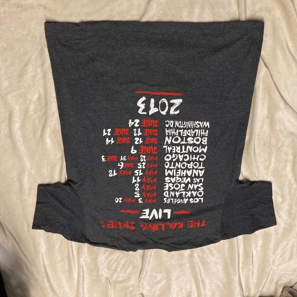 The Rolling Stones 50 & Counting 2013 Tour T-Shirt Mens Large Charcoal Grey